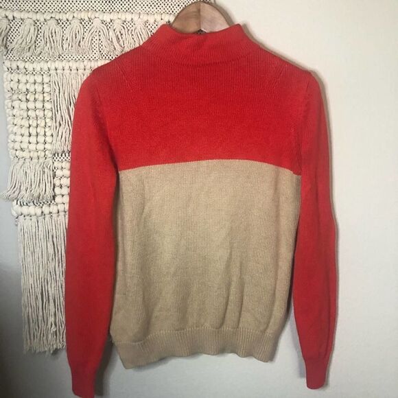 Mango Suit Red Tan Color-Block Sweater XS - Picture 1 of 5